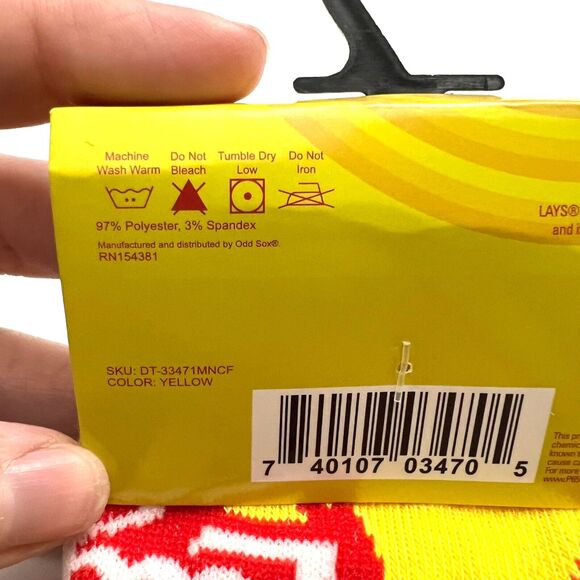 Odd Sox Unisex Lays Potato Chip Snacks Novelty Crew Socks Yellow Red Classic - Picture 5 of 9